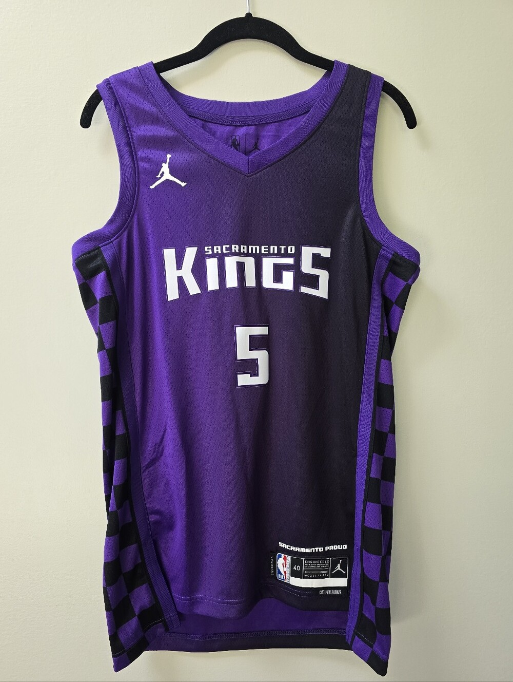 Brand New Sacramento Kings Purple and Black #5 Basketball Jersey